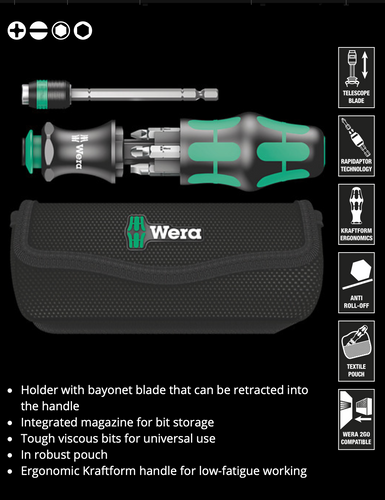 WERA Kraftform Kompakt 25 with pouch, 7 pieces